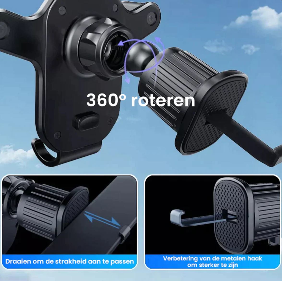 3-in-1 Draaibare Universele Auto Telefoon Houder