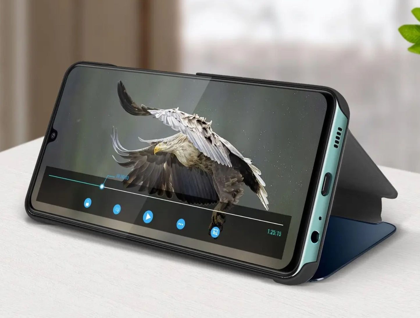 Galaxy A22 5G Clear View Cover Hoesje - Zwart