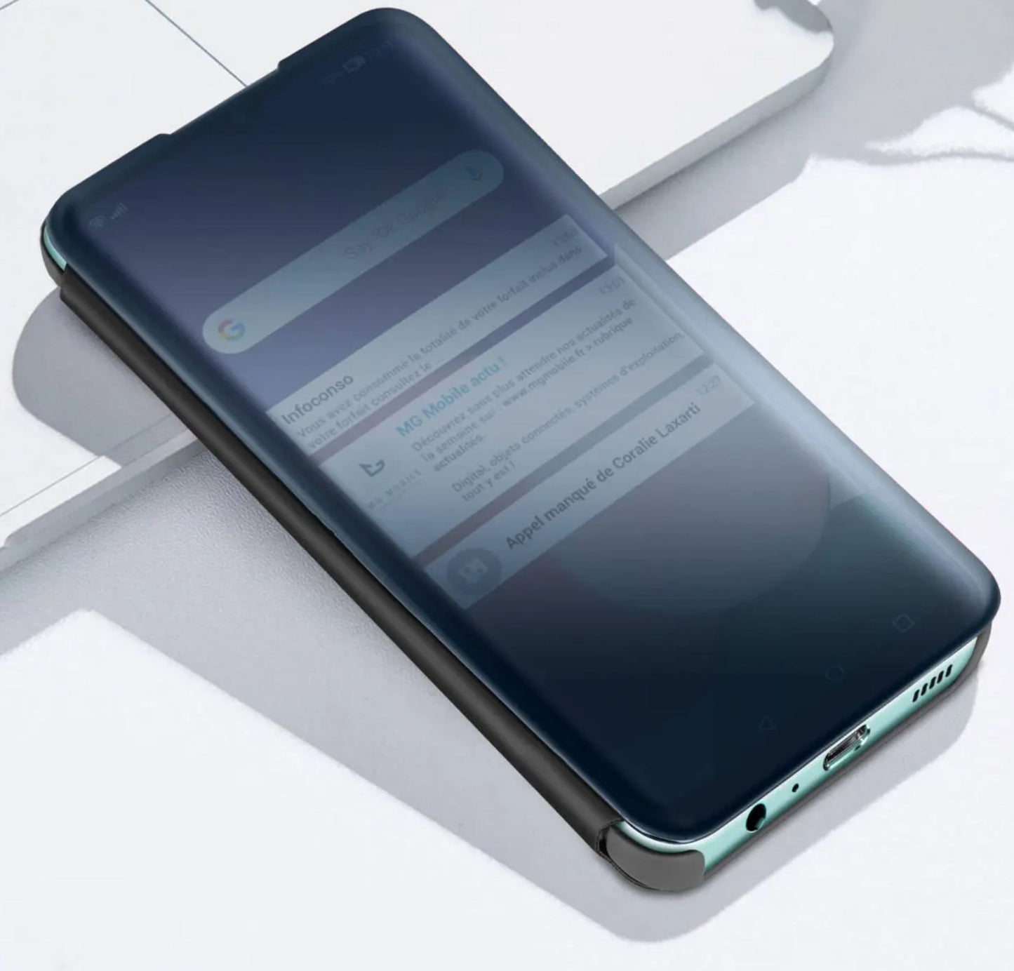 Galaxy A22 5G Clear View Cover Hoesje - Zwart