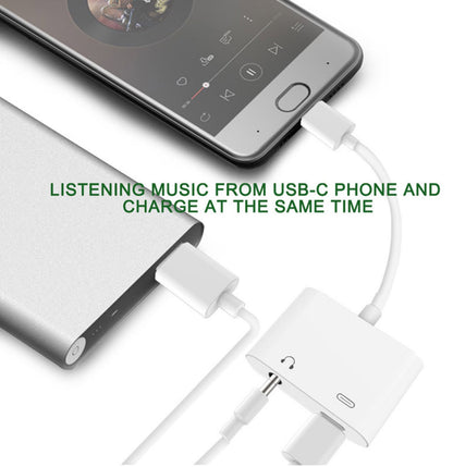 USB-C naar 3,5mm Aux en USB-C voor muziek en opladen