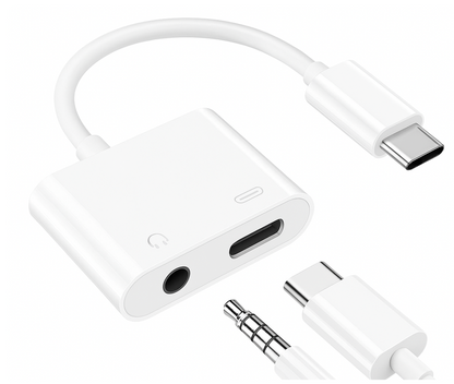 USB-C naar 3,5mm Aux en USB-C voor muziek en opladen